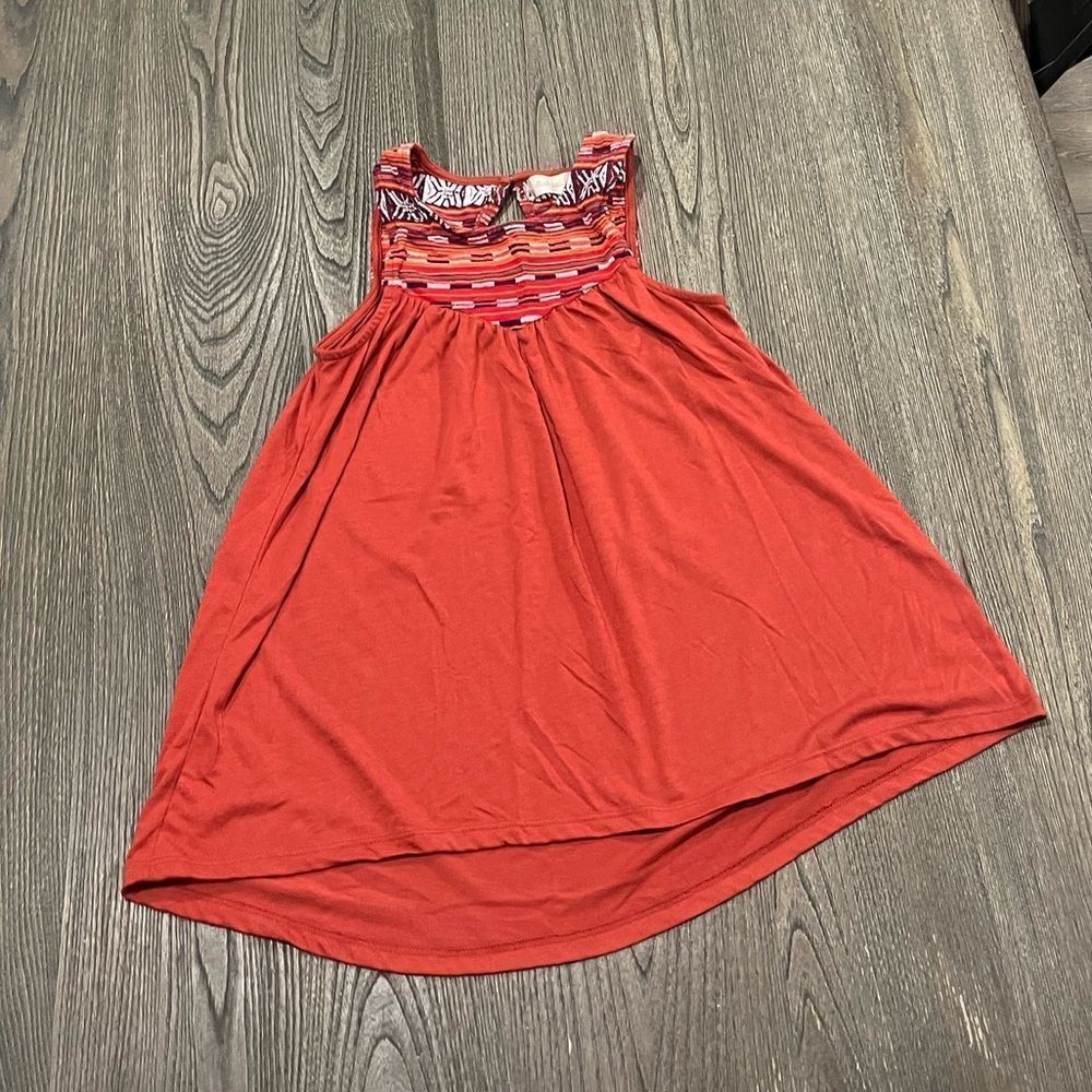 Altar'd State Orange Aztec Boho Print High Neck Flowy Tank Top Size S